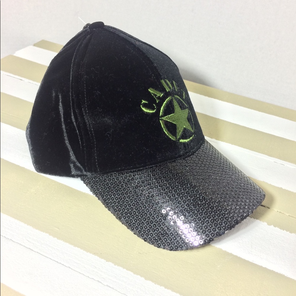 Madden Black CADET velvet sequin HAT NWT!
